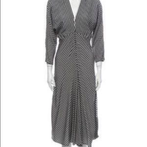 Maje Black and White Stripe MIDI Dress